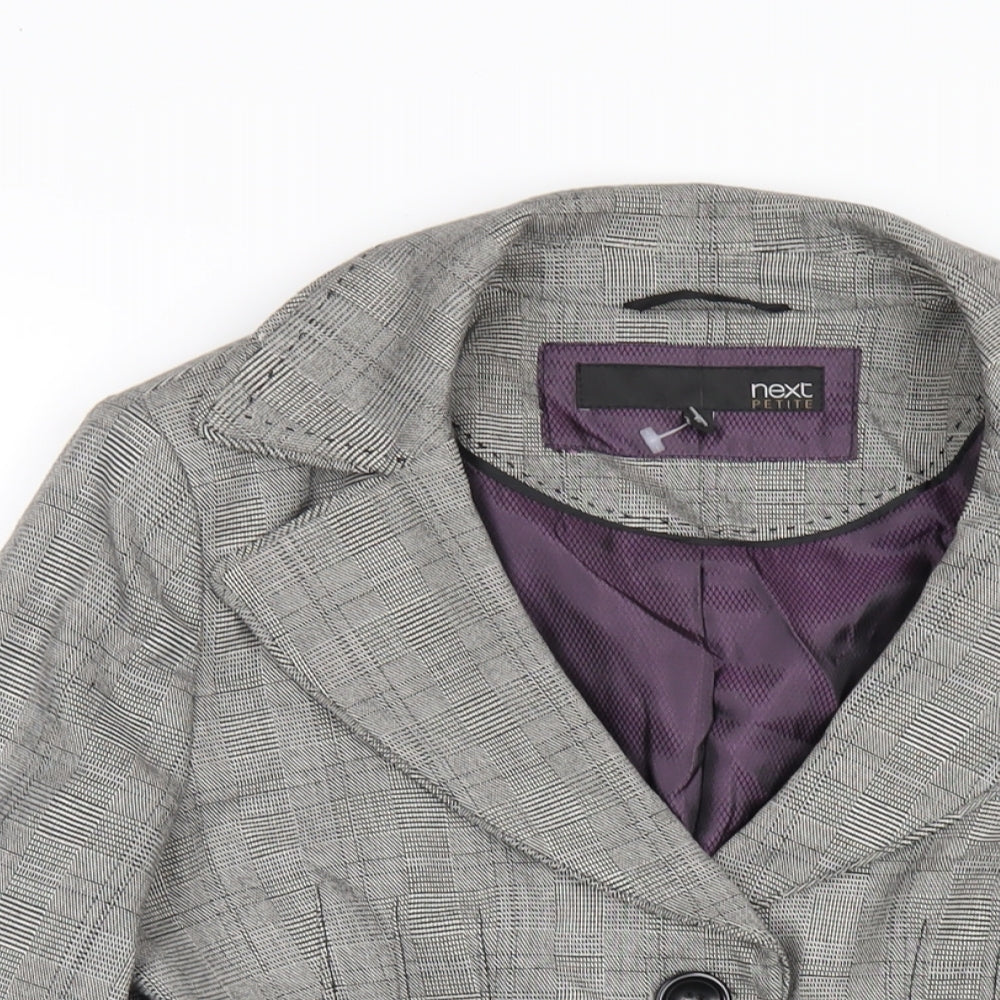 NEXT Womens Grey Plaid Polyester Jacket Blazer Size 8
