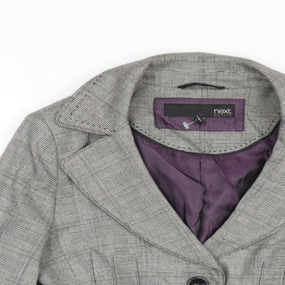 NEXT Womens Grey Plaid Polyester Jacket Blazer Size 8