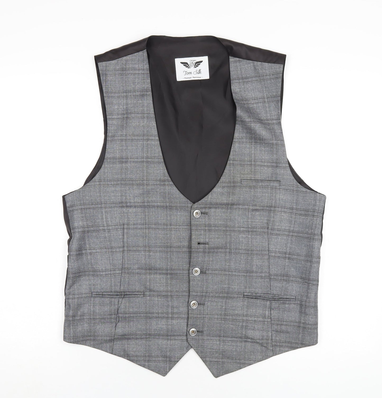 Tom Silk Mens Grey Viscose Jacket Suit Waistcoat Size 42 Regular