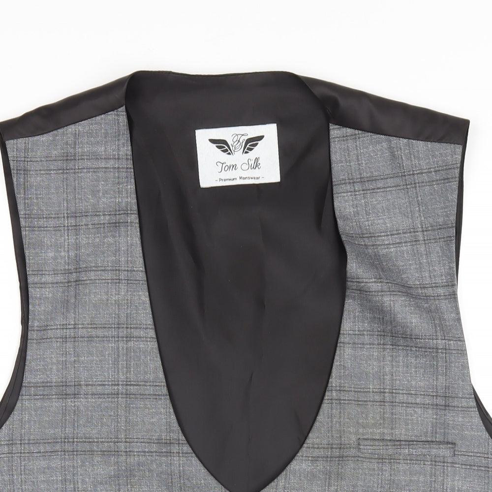 Tom Silk Mens Grey Viscose Jacket Suit Waistcoat Size 42 Regular