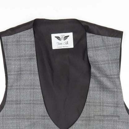 Tom Silk Mens Grey Viscose Jacket Suit Waistcoat Size 42 Regular