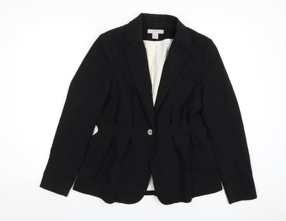 H&M Womens Black Polyester Jacket Blazer Size 14