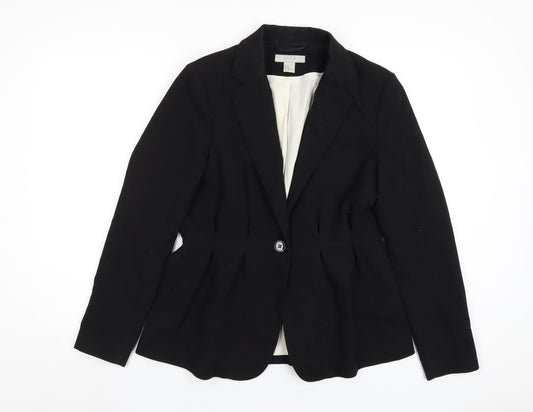 H&M Womens Black Polyester Jacket Blazer Size 14
