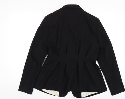 H&M Womens Black Polyester Jacket Blazer Size 14