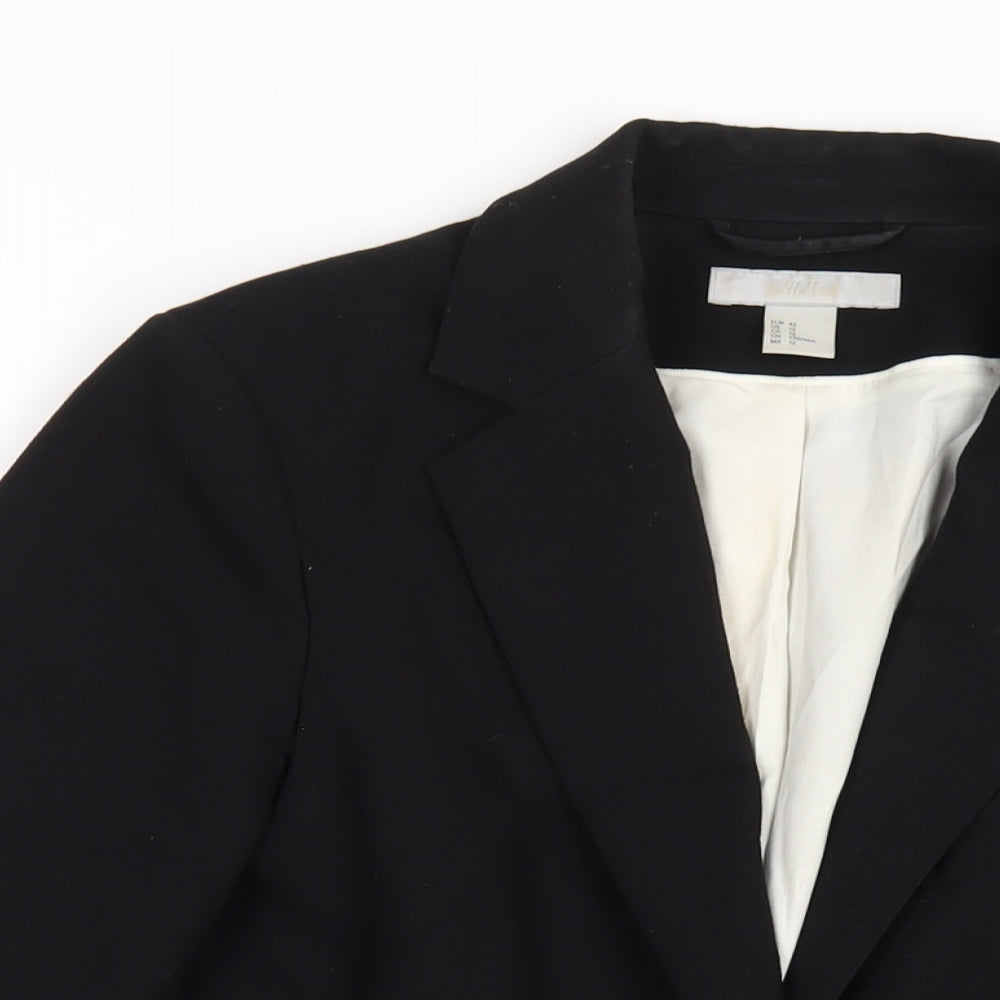 H&M Womens Black Polyester Jacket Blazer Size 14