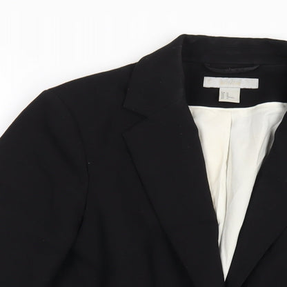 H&M Womens Black Polyester Jacket Blazer Size 14