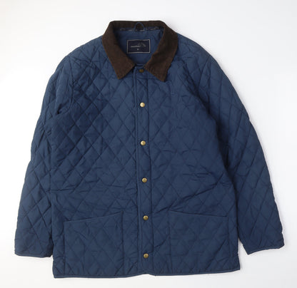 Mens UK Size M Mountain Life Blue Quilted Coat
