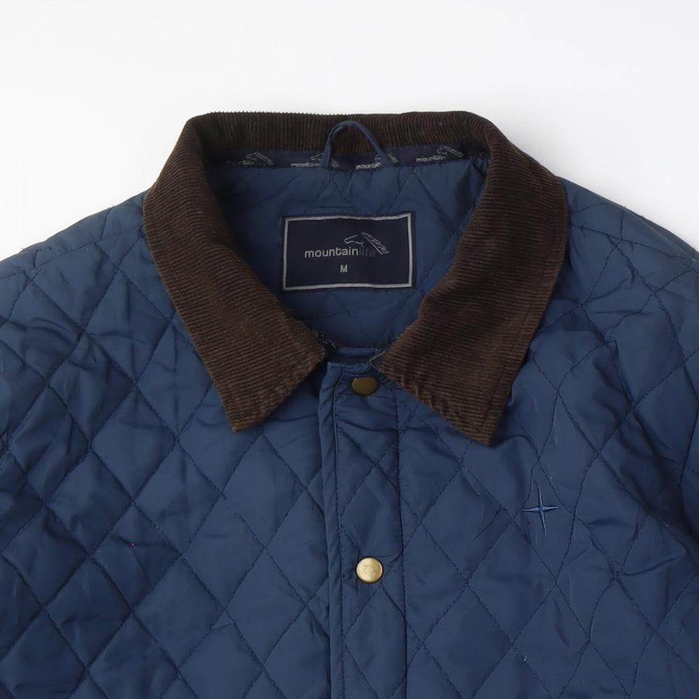 Mens UK Size M Mountain Life Blue Quilted Coat