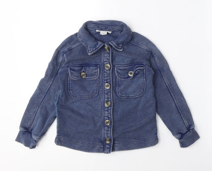 Girls Blue Button-Up Shirt 4-5 Years Regular Fit Cotton