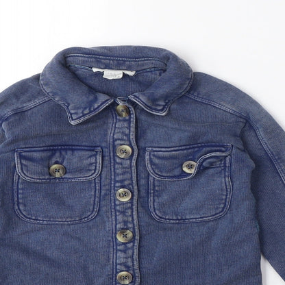 Girls Blue Button-Up Shirt 4-5 Years Regular Fit Cotton
