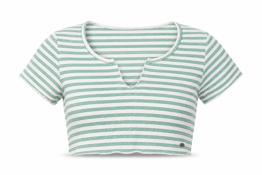 Womens UK Size S Pull&Bear Green Cropped T-Shirt