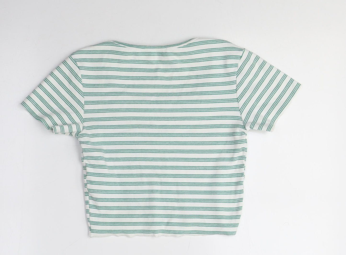 Womens UK Size S Pull&Bear Green Cropped T-Shirt