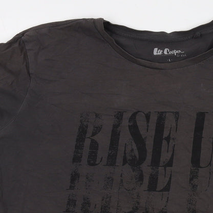 Lee Cooper Mens Grey Cotton T-Shirt Size L Crew Neck