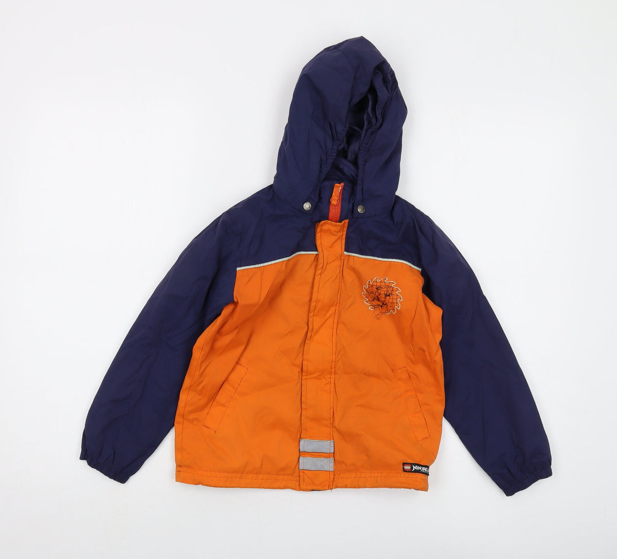Front view of LEGO girls’ orange jacket, size 6, years zip
