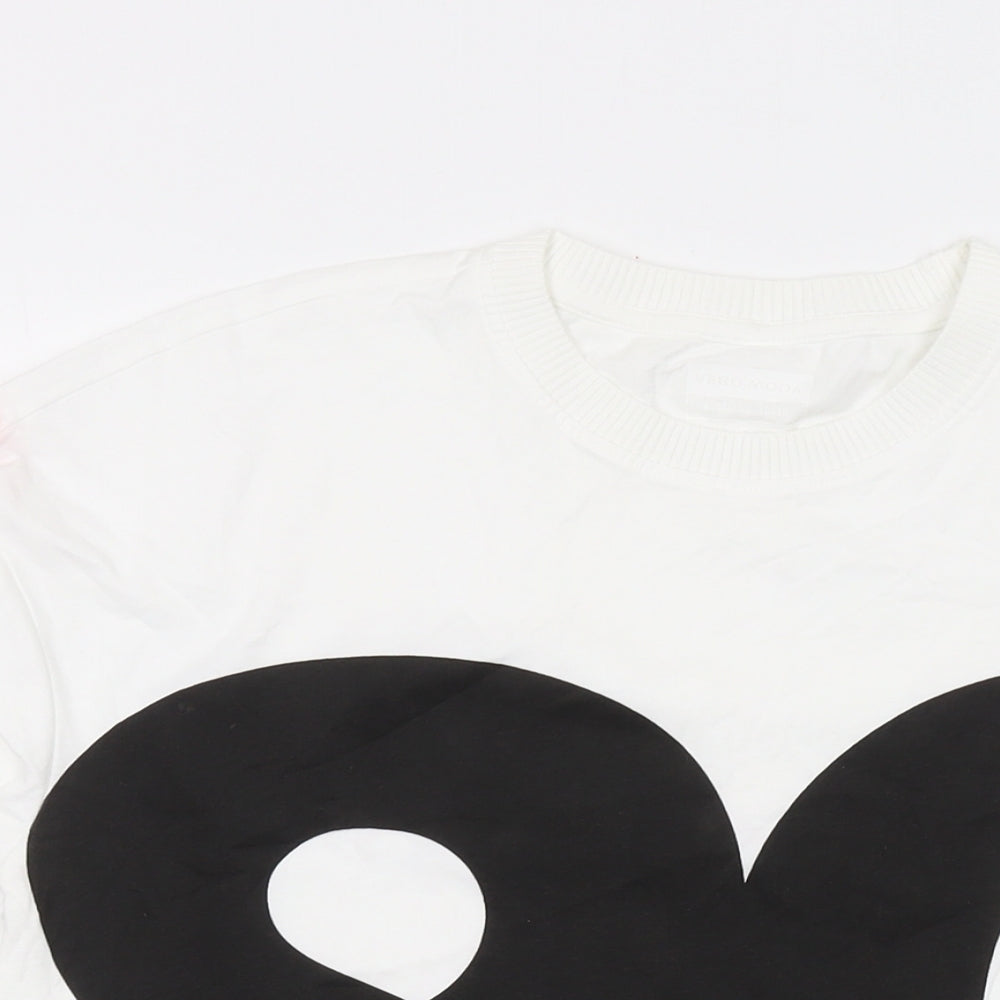 Womens UK Size S VERO MODA White Basic T-Shirt