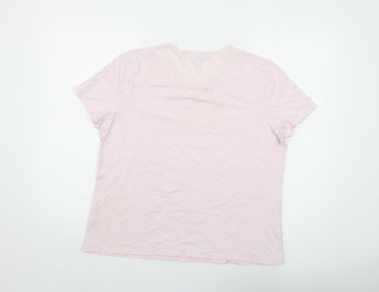Lands' End Womens Pink Cotton Basic T-Shirt Size 14 Round Neck