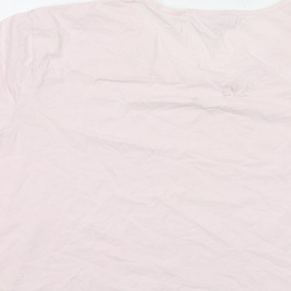 Lands' End Womens Pink Cotton Basic T-Shirt Size 14 Round Neck