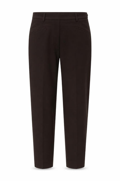 Front view of Fabrizio women’s brown polyester trousers, size UK 8, 25-inch leg regular zip