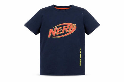 NERF Boys Blue Cotton Basic T-Shirt Size 7-8 Years Crew Neck Pullover