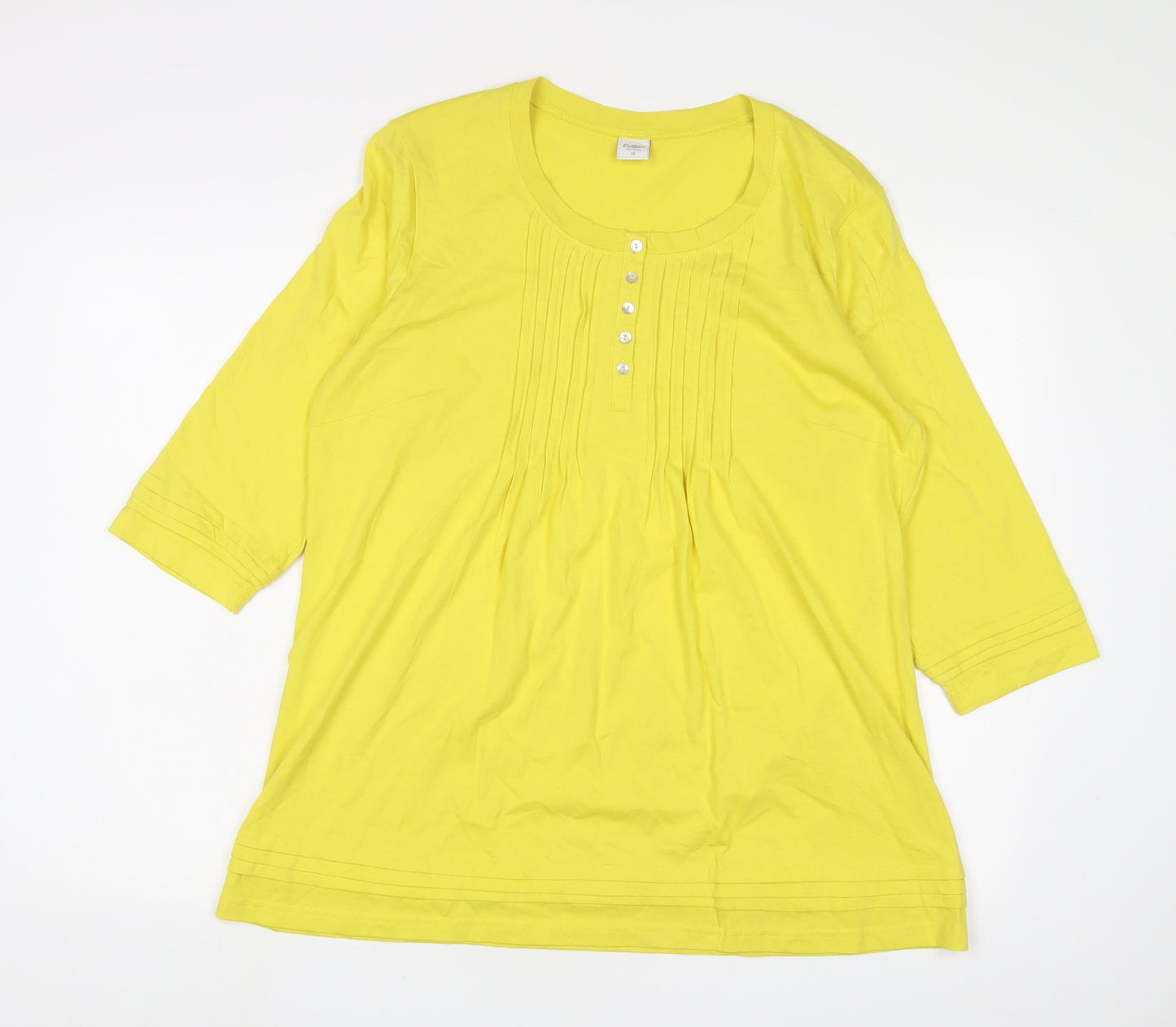 Womens UK Size 16 Cotton Traders Yellow Tunic T-Shirt