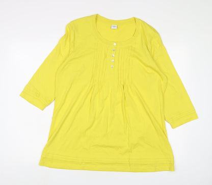 Womens UK Size 16 Cotton Traders Yellow Tunic T-Shirt