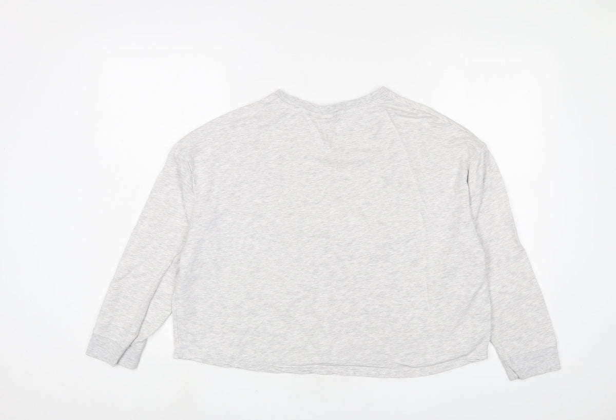 Back view of Mickey Mouse women’s grey cotton pullover sweatshirt, size M, pullover