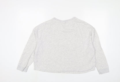 Back view of Mickey Mouse women’s grey cotton pullover sweatshirt, size M, pullover