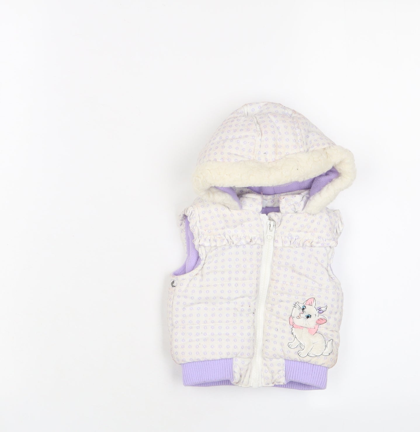 Disney Girls White Geometric Gilet Jacket Size 0-3 Months Zip - The Aristocats