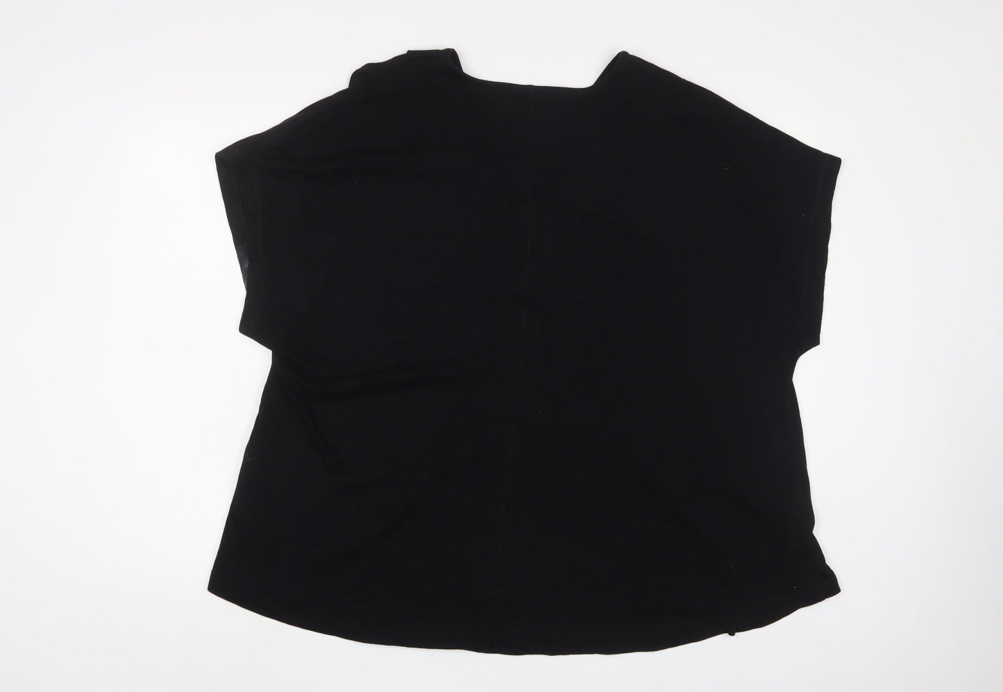 CISO Womens Black Cotton Basic T-Shirt Size 2XL V-Neck