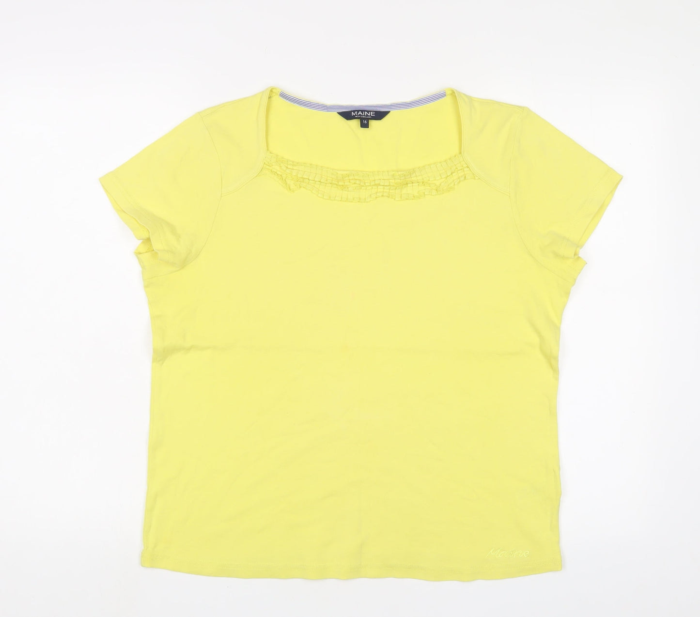 Womens UK Size 16 Maine Yellow Basic T-Shirt