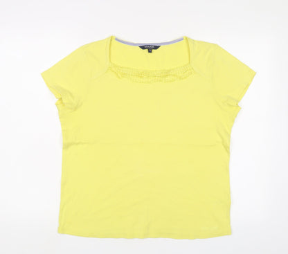 Womens UK Size 16 Maine Yellow Basic T-Shirt