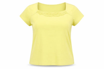 Womens UK Size 16 Maine Yellow Basic T-Shirt