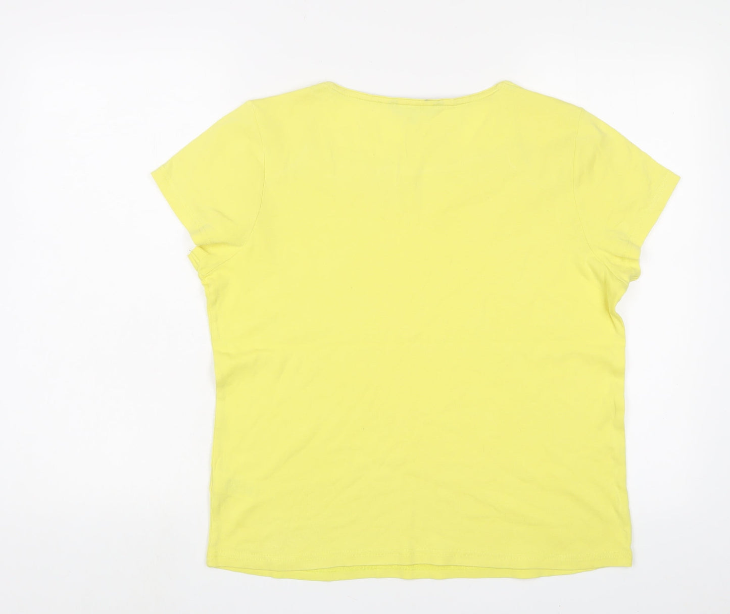 Womens UK Size 16 Maine Yellow Basic T-Shirt