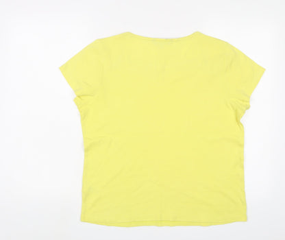 Womens UK Size 16 Maine Yellow Basic T-Shirt