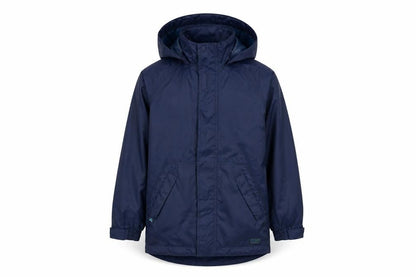 Front view of Wynnster boys’ blue jacket, size 11-12, years zip - logo