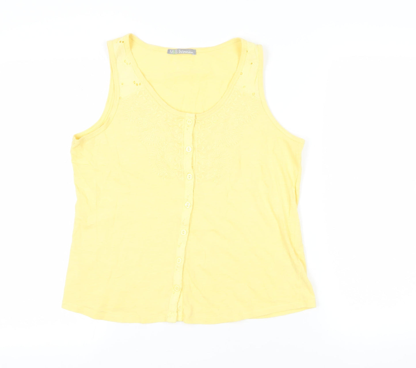 Womens UK Size 12 Marks and Spencer Yellow Basic Button-Up