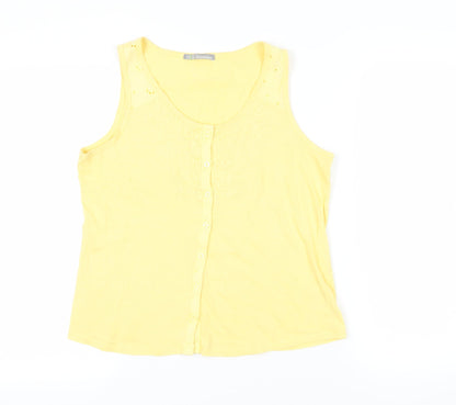 Womens UK Size 12 Marks and Spencer Yellow Basic Button-Up