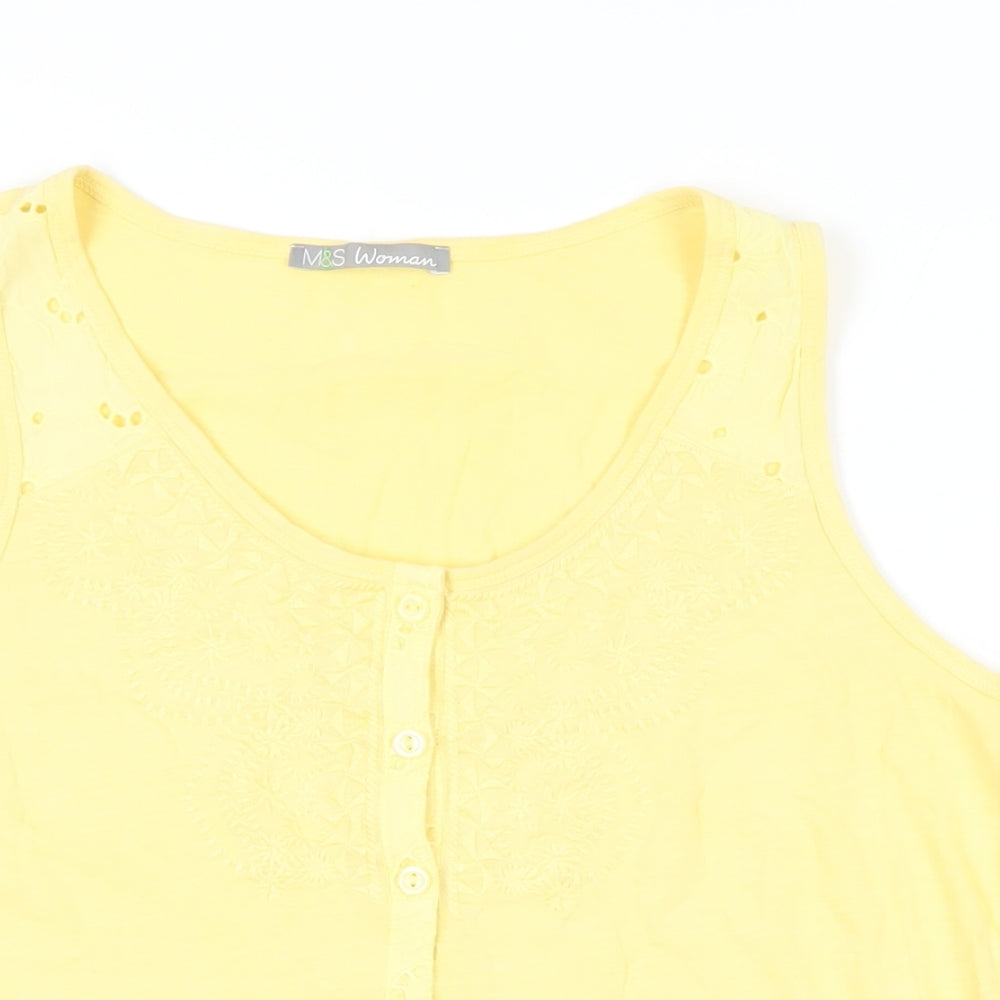 Womens UK Size 12 Marks and Spencer Yellow Basic Button-Up