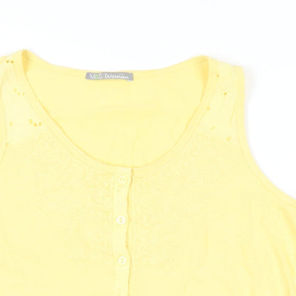 Womens UK Size 12 Marks and Spencer Yellow Basic Button-Up