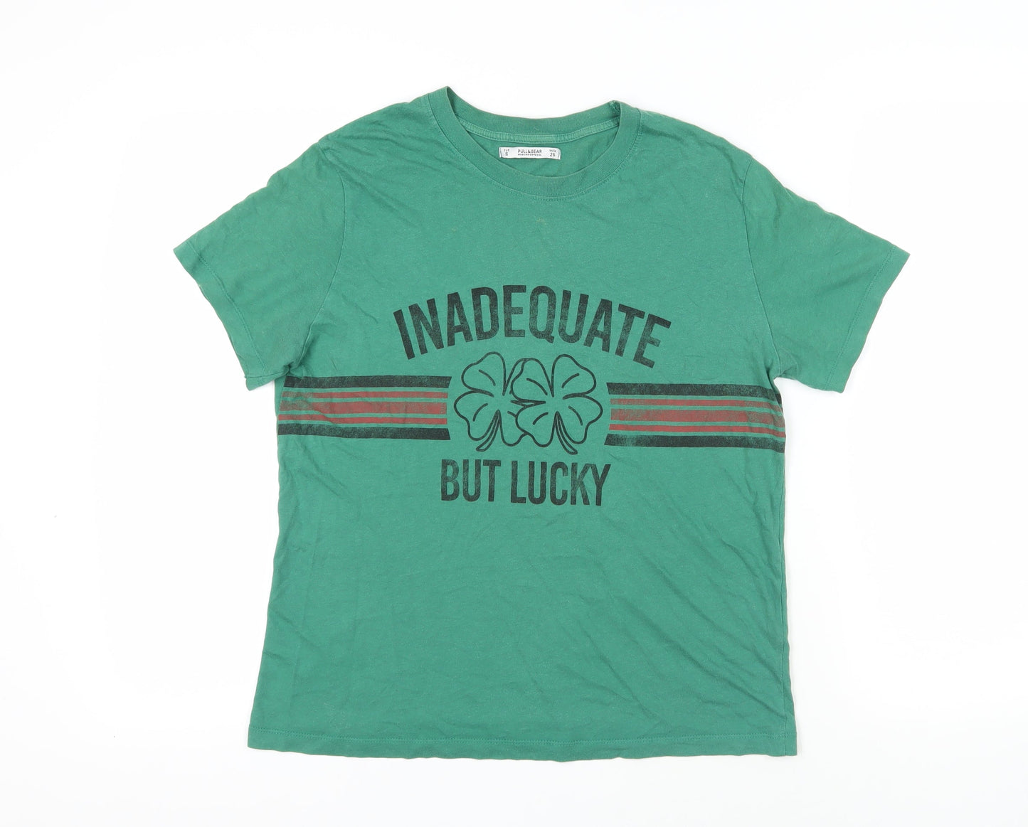 Womens UK Size S Pull&Bear Green Basic T-Shirt