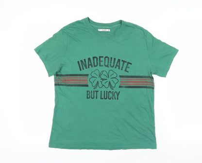 Womens UK Size S Pull&Bear Green Basic T-Shirt