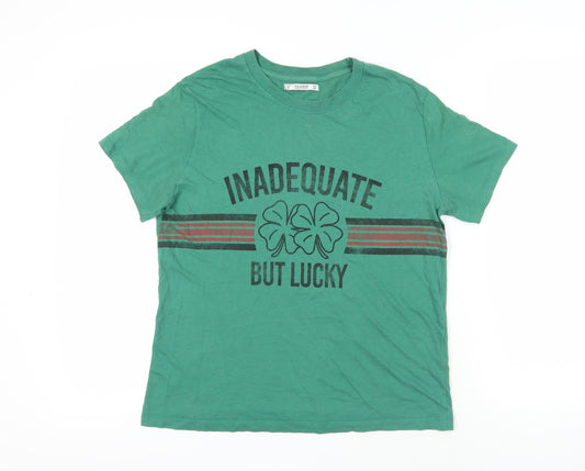Womens UK Size S Pull&Bear Green Basic T-Shirt