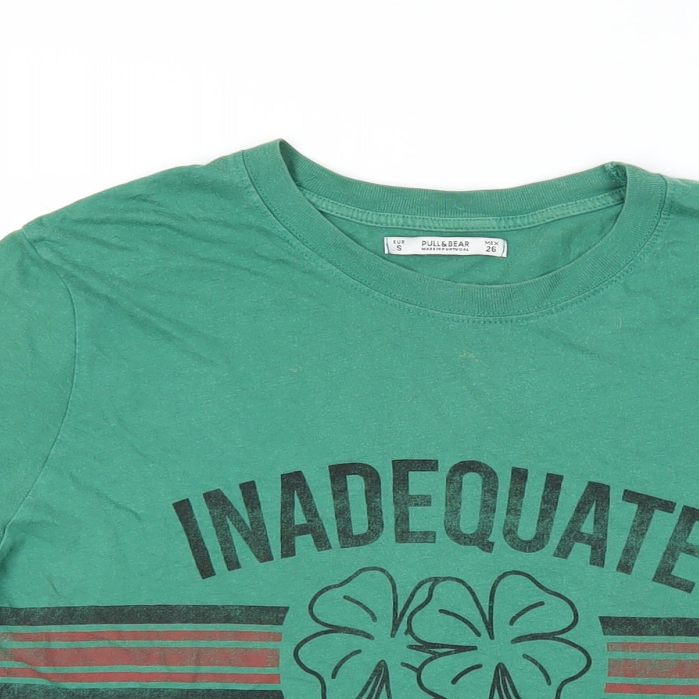 Womens UK Size S Pull&Bear Green Basic T-Shirt