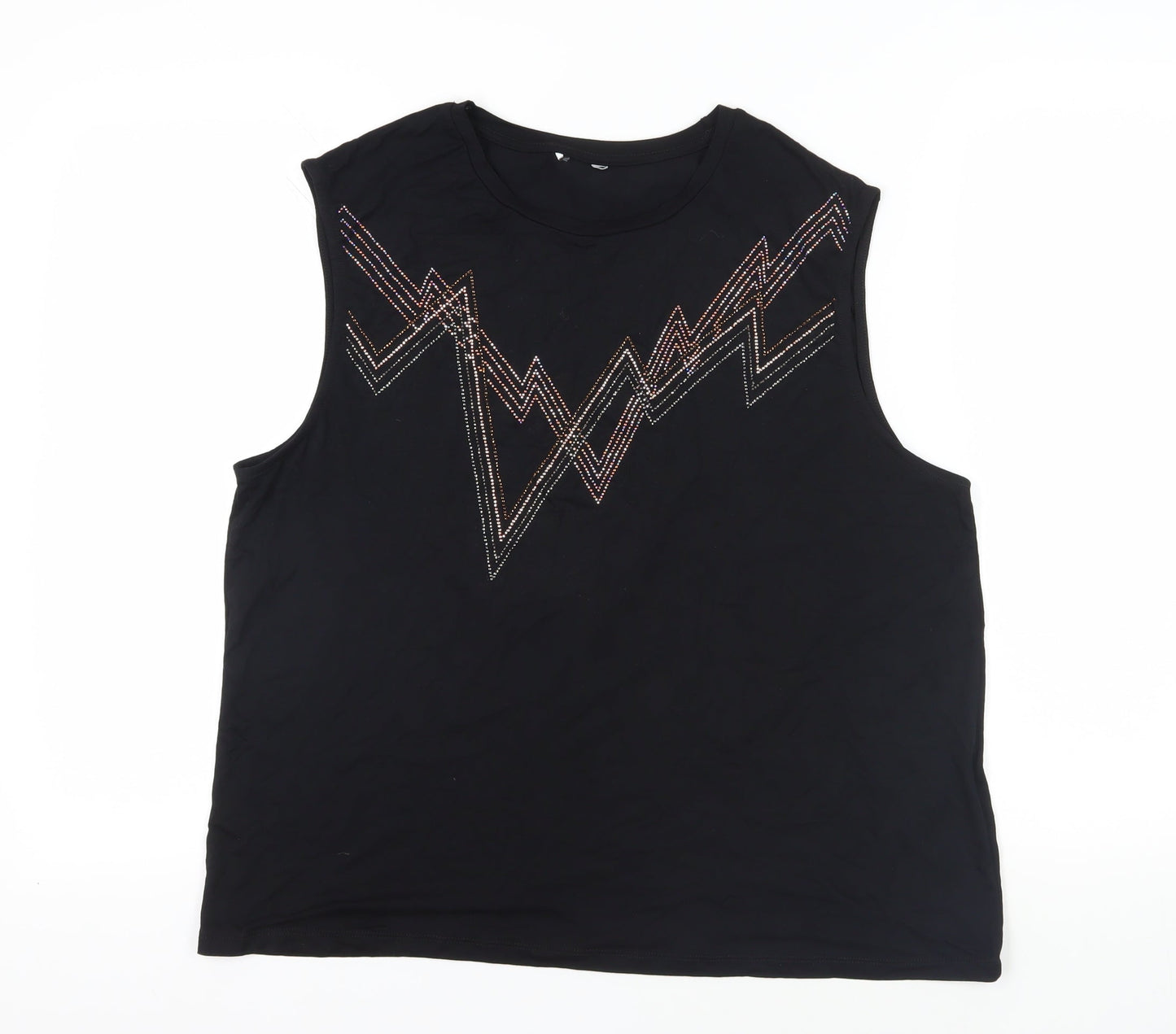 Sonder Womens Black Viscose Basic Tank Size 18 Round Neck - Rhinestone
