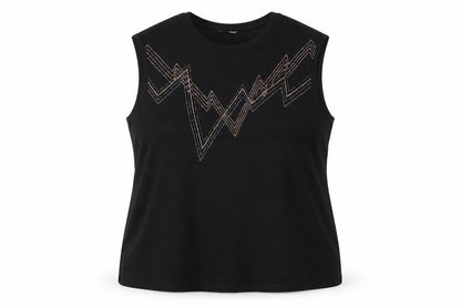 Sonder Womens Black Viscose Basic Tank Size 18 Round Neck - Rhinestone