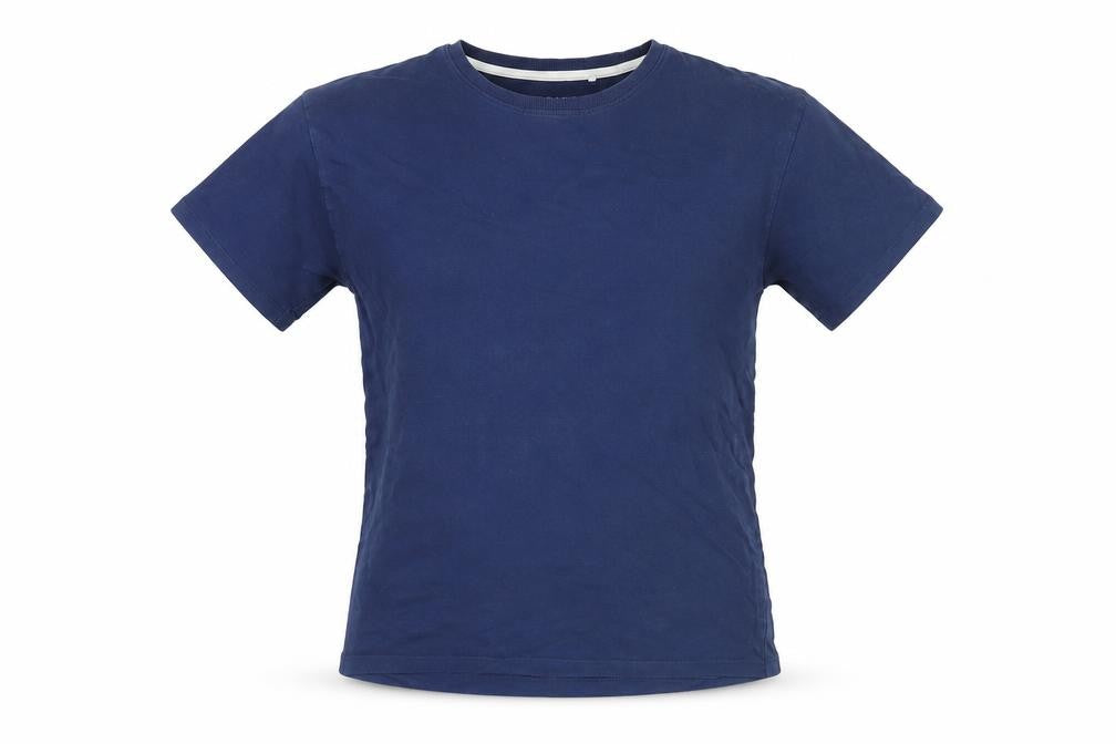 Front view of Next girls’ blue cotton pullover t-shirt, size 14, years crew neck