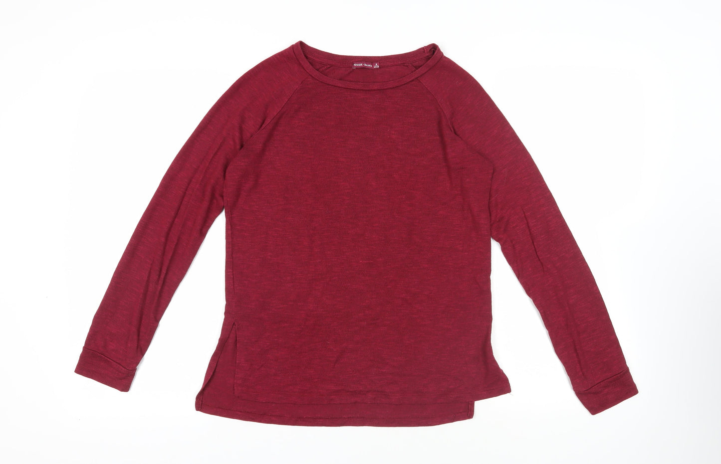 Bershka Womens Red Polyester Basic T-Shirt Size M Round Neck - Elbow Patches