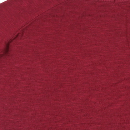 Bershka Womens Red Polyester Basic T-Shirt Size M Round Neck - Elbow Patches