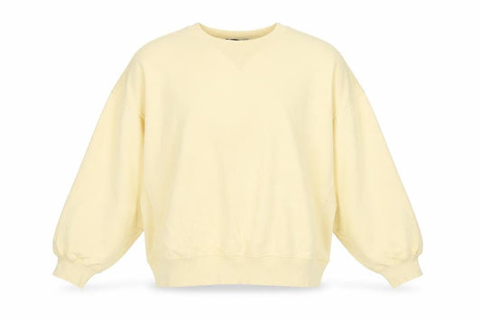Front view of ASOS women’s yellow cotton pullover sweatshirt, size UK 8, pullover - oversized