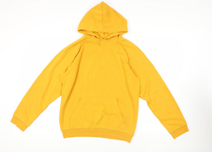 H&M Womens Yellow Cotton Pullover Hoodie Size S Pullover - Pockets